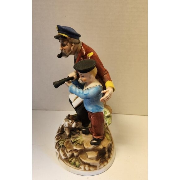 Vintage Capodimonte Style Old Sailor With Boy And Dog VGC JAPAN - Picture 3 of 7